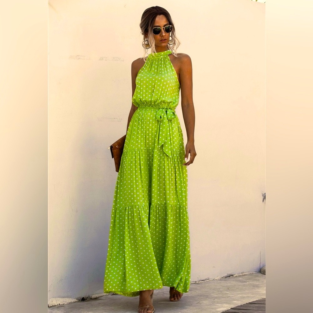 Womens Polka Dot Maxi Dress
